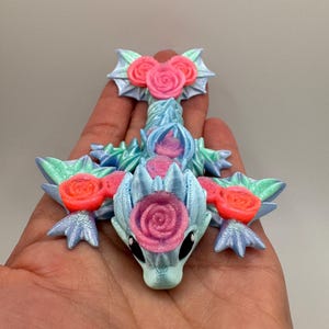 Tiny rose dragon | articulated 3d printed dragon | fantasy desk pet | cute fidget toy