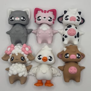 Adorable 3d printed animal pixies – cat, cow, sheep, goose | articulated fantasy figurines | cute collectibles & gifts