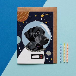 astronauta labrador retriever nero biglietto di auguri