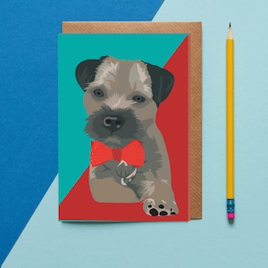Boarder terrier card, cane in papillon