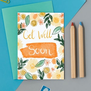 Carte Get Well Soon, avec fond de fleurs