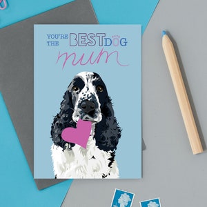 Sei la migliore carta mamma del cane, Nancy il Cocker Spaniel inglese con cuore d'amore