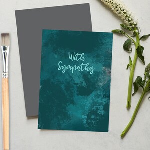Avec sympathie, chagrin et deuil carte de vœux avec un fond peint au coup de pinceau