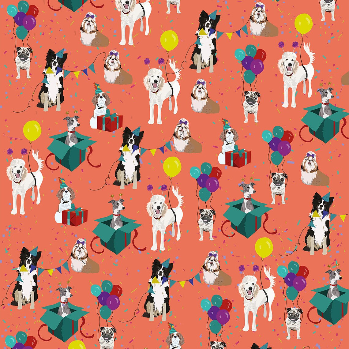 Birthday Dog Wrapping Paper Featuring Whippet Shitzu Poodle Etsy