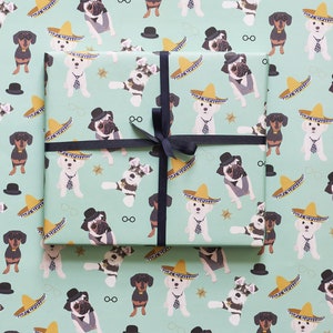 Dog wrapping paper, Dachshund, Schnauzer, Pug and Bichon Frise