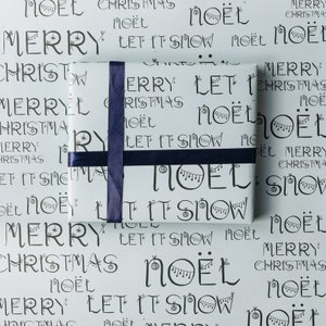 Christmas phrases wrapping paper, merry christmas, noel, let it snow
