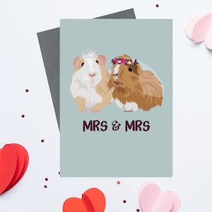 mevrouw en mevrouw bruiloft cavia kaart. Trouwkaart LGBTQ+ liefde, trouwkaart