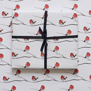Robin gift wrap, bird wrapping paper, Christmas wrapping paper