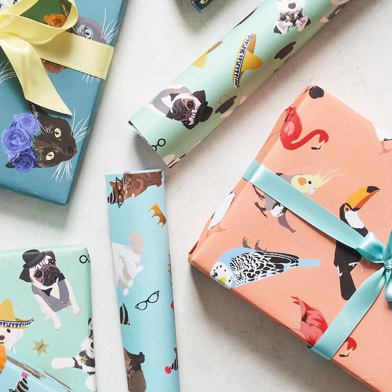 Cat wrapping paper, siamese cat, british shorthair, munchkin cat and Persian cat image 2