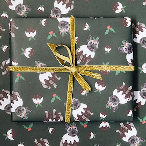 Frenchie kerstpudding wrap, hondeninpakpapier, franse bull dog