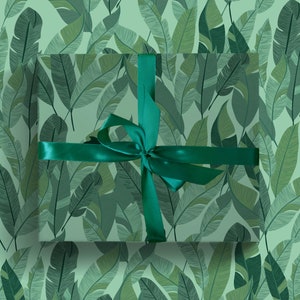 Palm leaves, tropical jungle print wrapping paper image 1