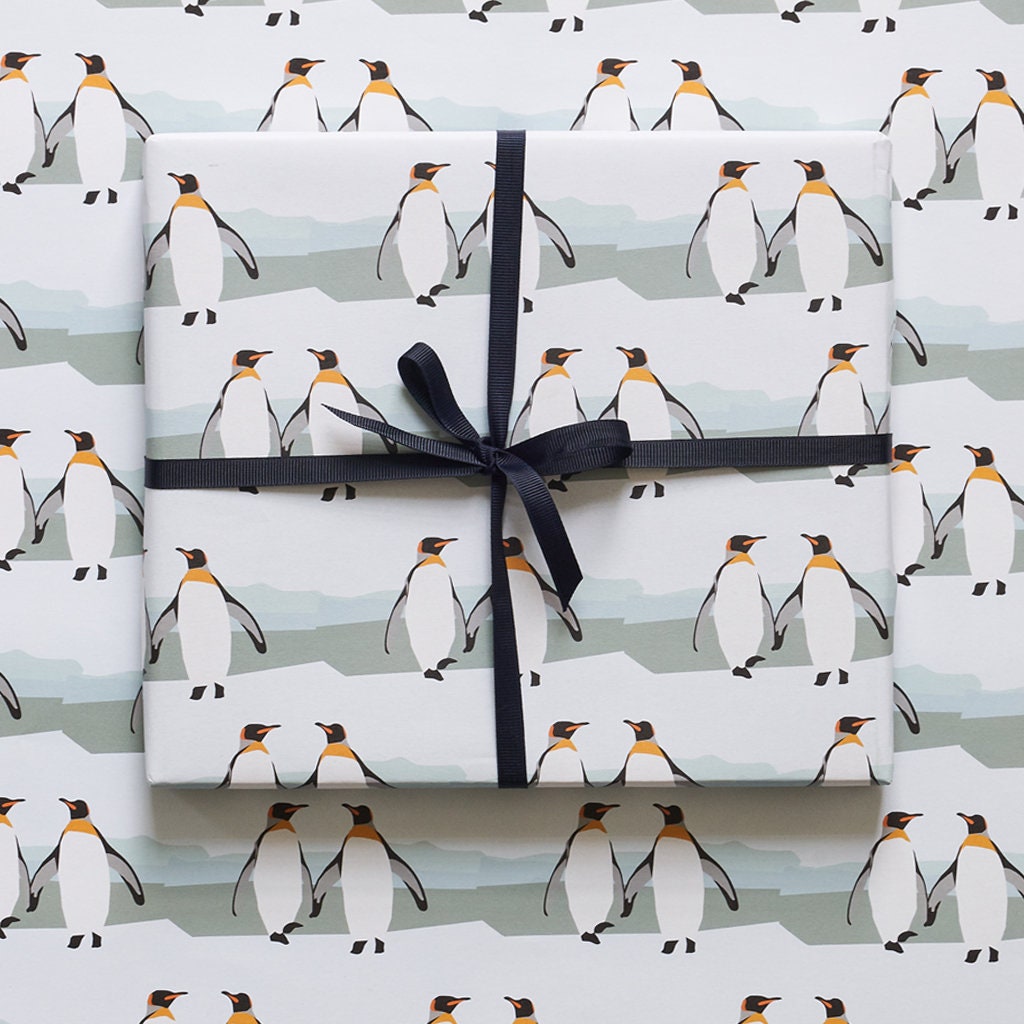 Penguin wrapping paper - king penguins, artic design