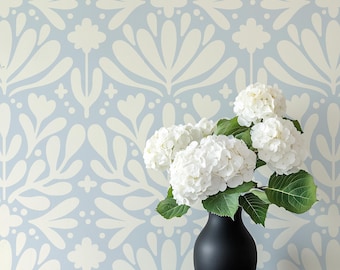 Bold Modern Botanicals in light coastal blue