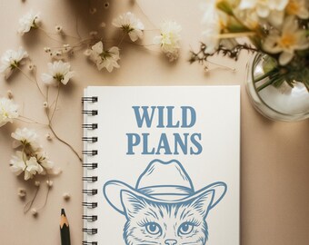 Coastal Cowgirl Cat Notebook: Funny Western Journal for Goal Setters