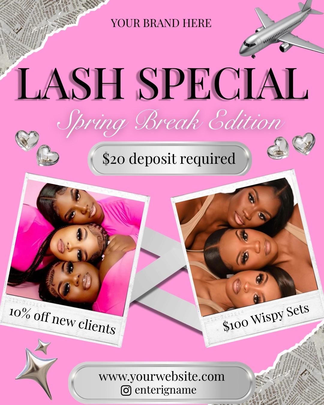 Spring Break Lash Special Flyer Template | Pink Beauty Promo (digital ...