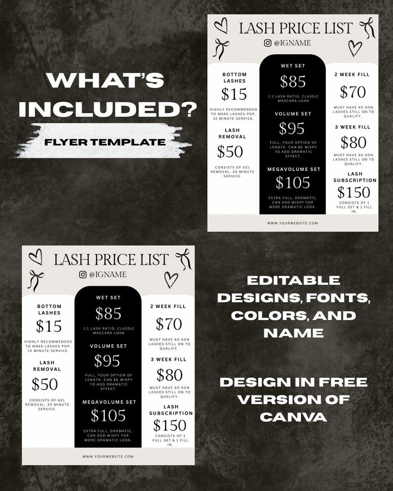 Editable Lash Price List Template | Modern Minimal Beauty Menu (Canva) image 3
