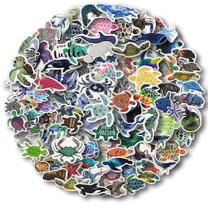Ocean Animal Stickers Set of 100 Waterproof Vinyl Sea Life Decals for Water Bottles Laptops Decorative Beach Ocean Stickers Party Favors
