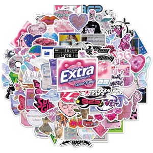 106 pcs Y2K Aesthetic Stickers, Pink Retro Cute Stickers Pack, Coquette Stickers & Funny Attitude Decals, Waterproof Laptop Stickers