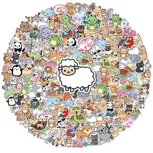 300pcs cartoon stickers, laptop sticker for water bottle, computer, mac book, animal decal. Vinyl waterproof, Animal Stickers for Kid