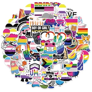 100pcs LGBTQ+ Pride Stickers Pack, Rainbow Pride Stickers, Love Is Love Sticker, Pride is Power Decal, Rainbow Strong, LGBTQ+ Rights Sticker