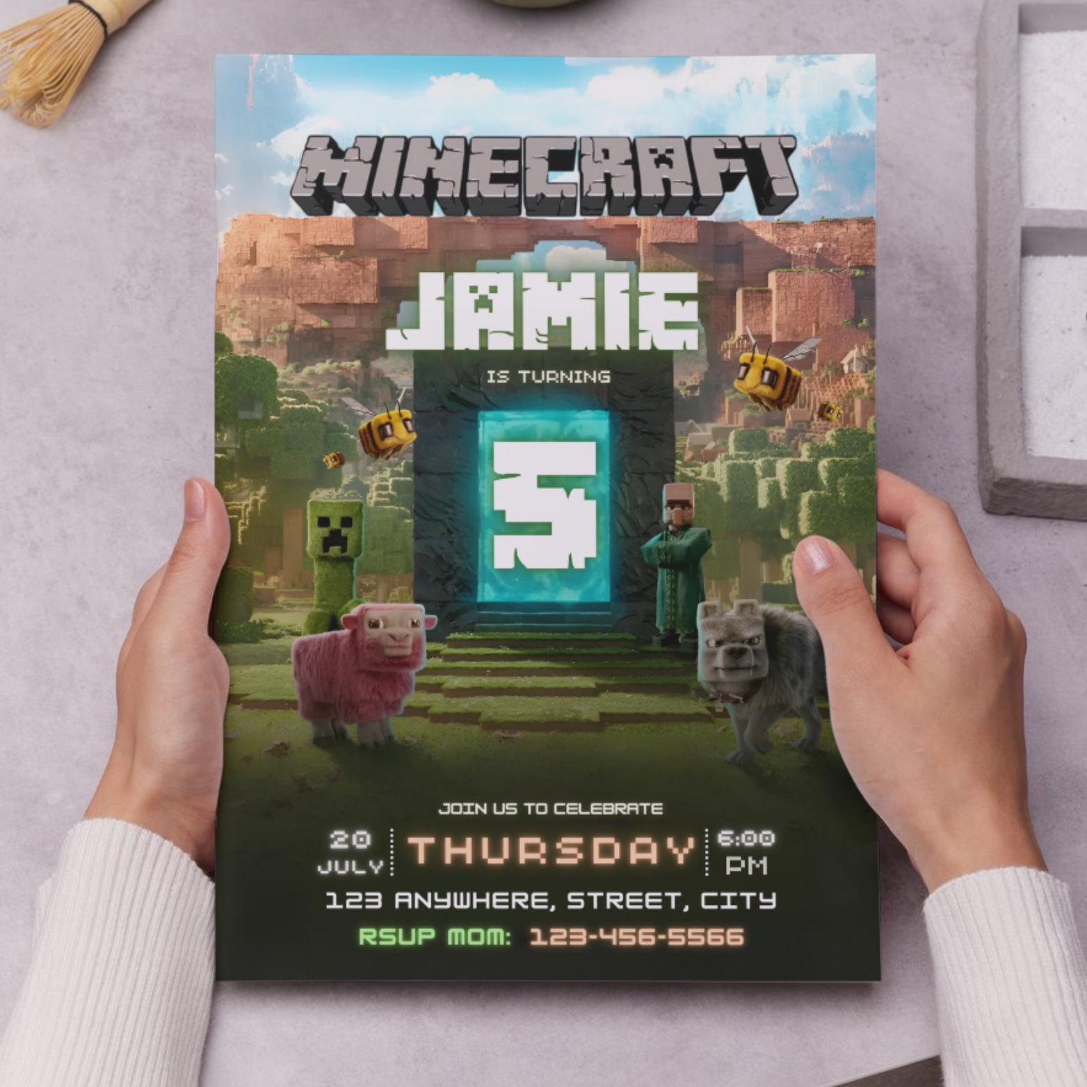 Minecraft Movie Party Invite