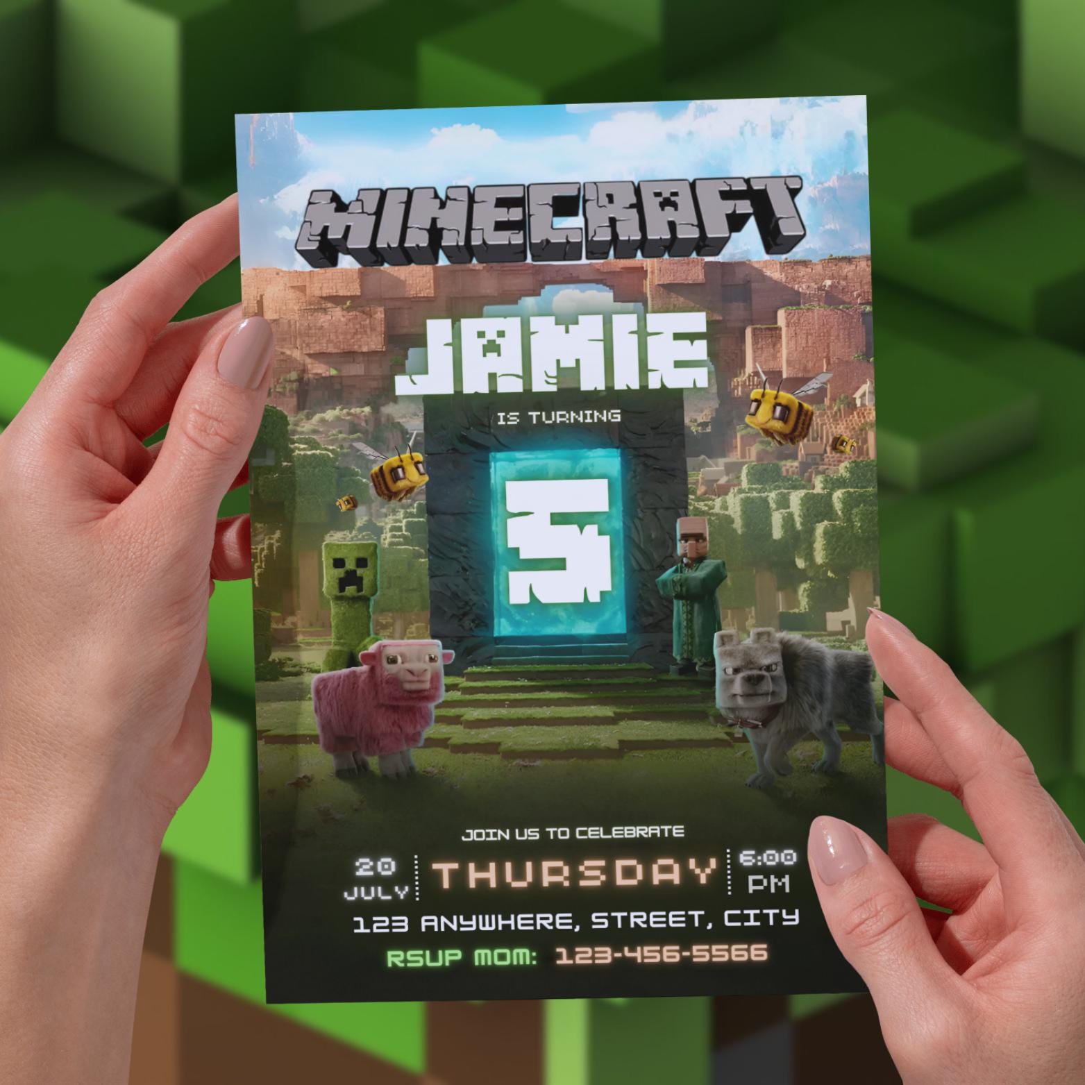 Minecraft Movie Party Invite
