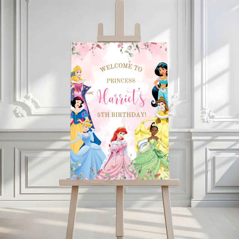 Welcome Princesses Princess Welcome Birthday Sign | Princess Birthday Party | Girls ...