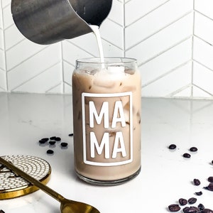 Glass Coffee Cup • Coffee Lover Glass for Mamas • Beer Glass Can • Glass Can • Iced Coffee Glass • Aesthetic Glass Beer Can • Beer Glass