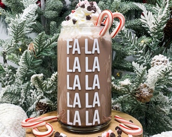 Glass Coffee Cup • Fa la la la la la la la la la • Iced Coffee Glass • Beer Tumbler Glass • Iced Coffee Cup Glass