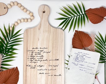 Personalisiertes Rezept Schneidebrett, individuell handgeschriebenes Holz