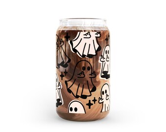 Middle Finger Ghost Beer Glass Can • Beer Glass Can • Glass Coffee Cup • Glass Can • Iced Coffee Glass • Aesthetic Glass Beer Can • 