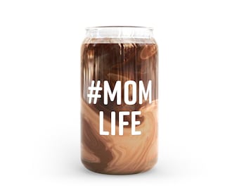 Mom Life Iced Coffee Glass • Beer Can Glass (16 oz.)