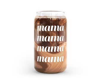 Coffee Lover Glass for Mama Mama Mama Mama • Beer Glass Can • Glass Coffee Cup • Glass Can • Iced Coffee Glass • Aesthetic Glass Beer Can • 