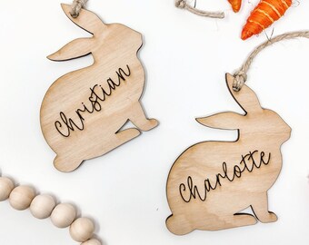 Easter Basket Name Tag Custom Name Tag Bunny Name Tag Custom Engraved Wood Tag Wooden Name Tag Custom Wood Tag Gifts for Kids