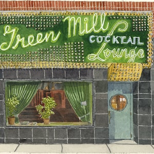 Green Mill Watercolor Print, Uptown Chicago