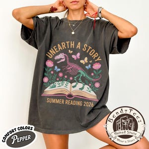 Dinosaur Reading Bundle Shirt, Unearth a Story Summer Reading 2026 T-Shirt