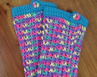 Leg Warmers, Bright and Colorful, Crochet Fashions, Small Medium and Large, 3 to Choose From, Crochet Leg Warmers