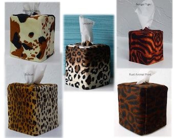 Animal Print Tissues, Zebra Print Tissues, Jaguar Print Tissues, Get Well Gift, Tissue Box Cover, washable Cover, Square Tissue Box Cover