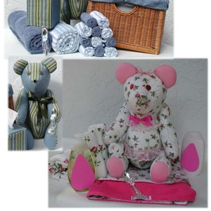 Baby Girl Shower Gift Basket, Handmade Personalized Teddy Bear, Pink ...