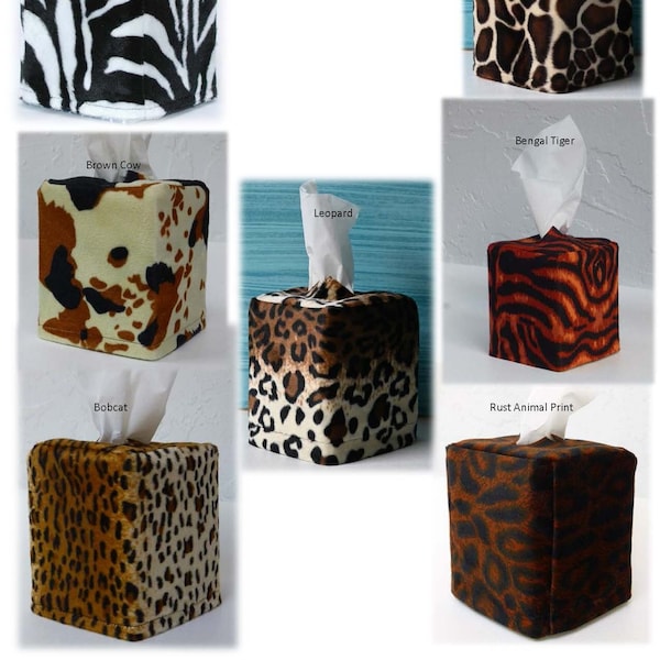 Animal Print Tissues, Zebra Print Tissues, Jaguar Print Tissues, Get Well Gift, Tissue Box Cover, washable Cover, Square Tissue Box Cover