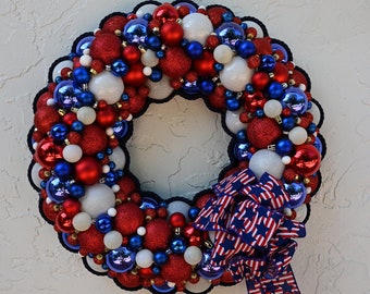 Seasonal Ornament Wreath, Shatterproof Holiday Door Décor, Halloween, Valentine, Easter, July 4th