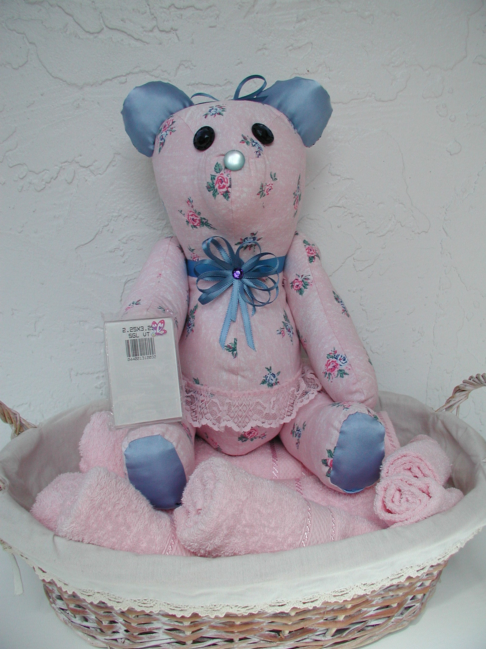 Baby Girl Shower Gift Basket, Handmade Personalized Teddy Bear, Pink ...