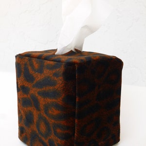 Animal Print Tissues, Zebra Print Tissues, Jaguar Print Tissues, Get Well Gift, Tissue Box Cover, washable Cover, Square Tissue Box Cover Rusty Animal print