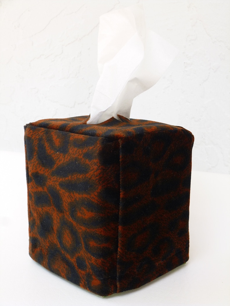 Animal Print Tissues, Zebra Print Tissues, Jaguar Print Tissues, Get Well Gift, Tissue Box Cover, washable Cover, Square Tissue Box Cover Rusty Animal print