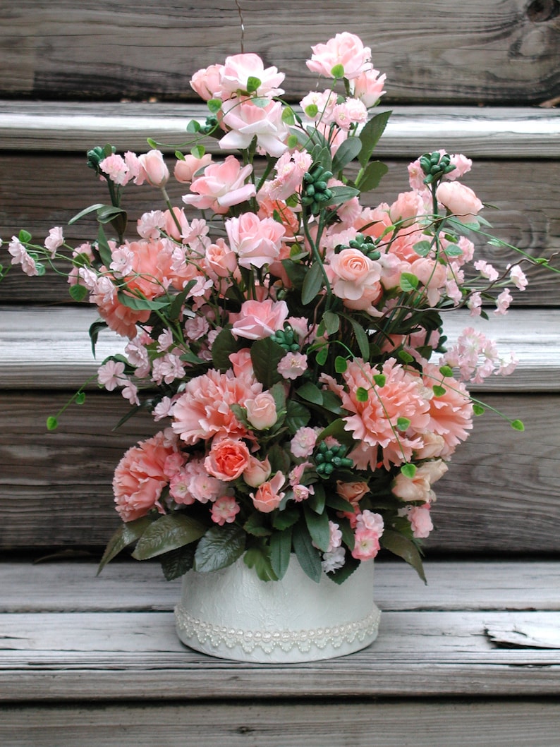 Peach Silk Flowers Silk Floral Design Wedding Centerpiece ...