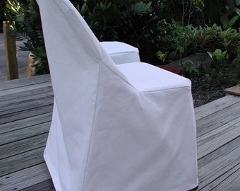 White Cotton Duck Folding Chair Slipcover, Custom Sizes