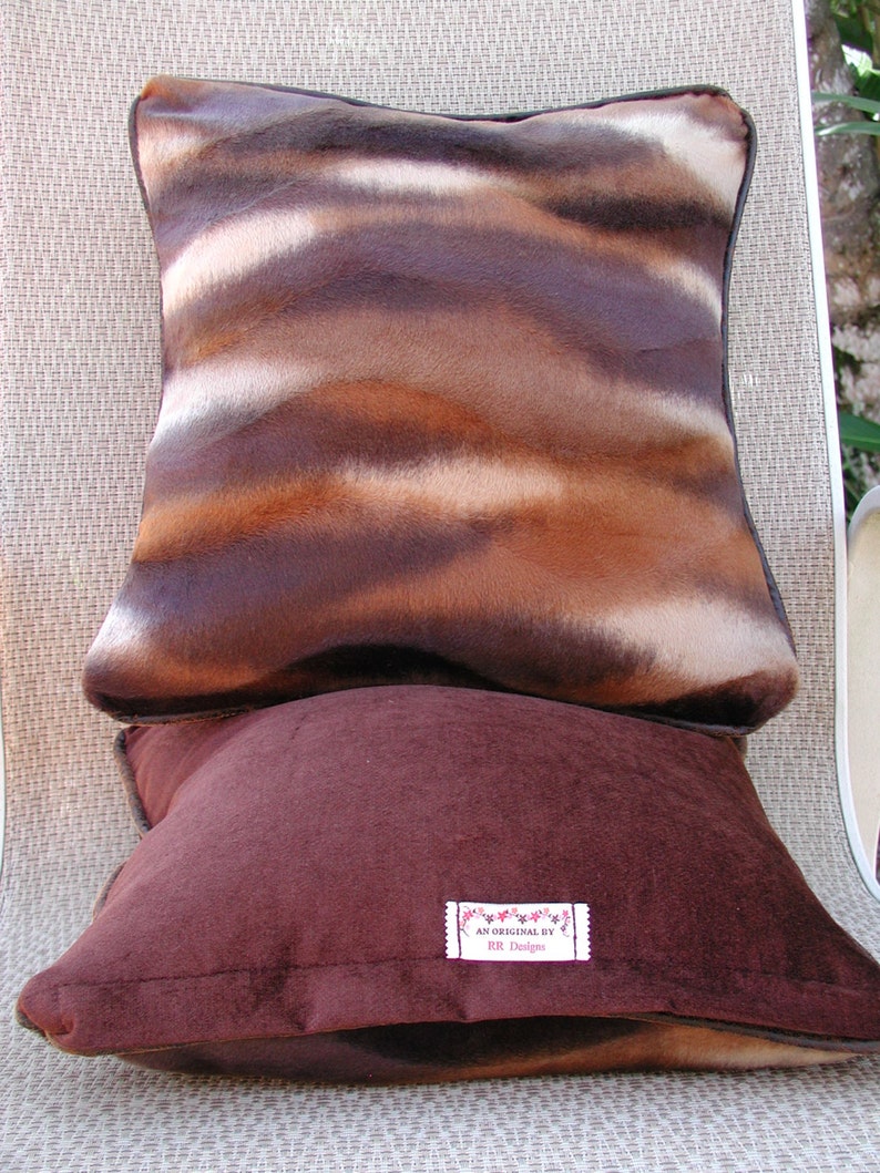 Throw Pillow Set Mixed Faux Mink Brown Pillows Animal Print Etsy UK