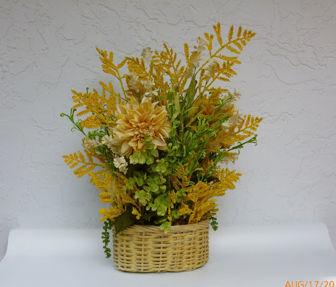 Yellow Arrangementartificial Flowers Floral Gift Design Etsy