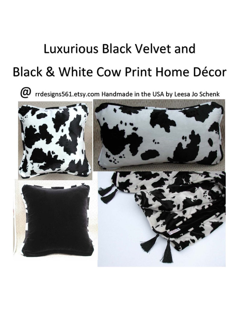 Cow Print Pillows Black and White Cow Black Velvet Pillows Etsy Hong Kong