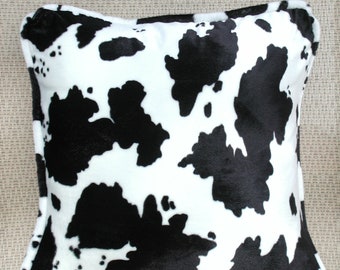 Cow Print Pillows, Black and White Cow, Black Velvet Pillows, Western Throw Pillows, Cow Throw Pillows, Ranch Home Decor, Cow Toss Pillows